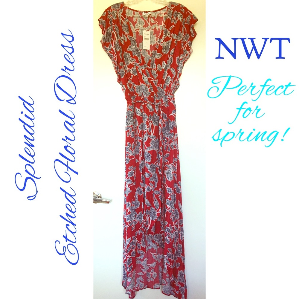 Splendid Etched Floral Dress XL NWT maxi dress